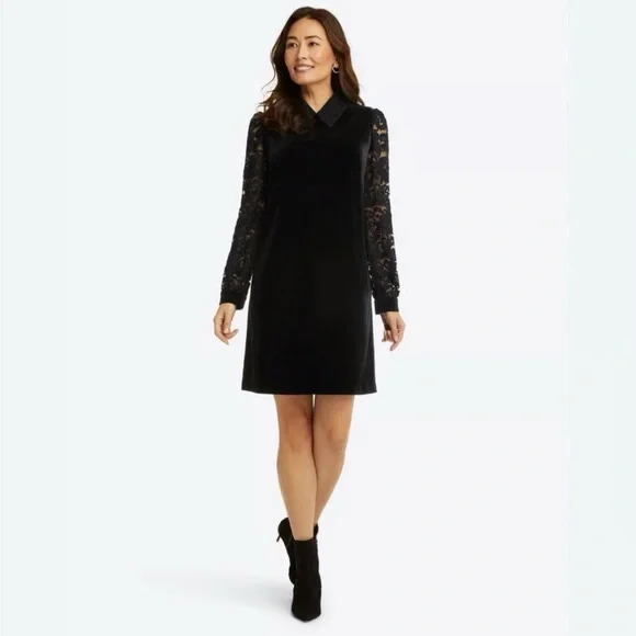 Draper James Black Dress with Lace Sleeves - Picture 2 of 11